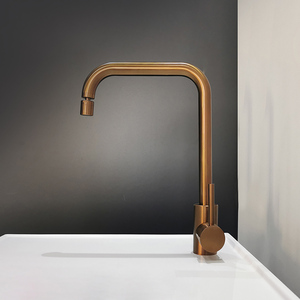 Robinet de cuisine moderne en acier inoxydable 304 couleur or rose, avec bec pivotant à 360°, mitigeur monocommande chaud/froid, et cartouche céramique - Product Image 2