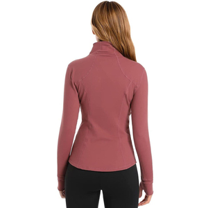 Women Fitness Yoga <b>Jacket</b> Skinny Front Zip Long Sleeve Breathable <b>Workout</b> Gym Running Training - Product Image 2
