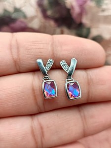 Pendientes de Cristal de Cuarzo Arcoíris, Joyería con Aspecto de Plata de Ley, Regalo para Mujer, Elegantes Pendientes Colgantes con Piedras Preciosas Coloridas - Product Image 3