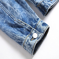 Chaquetas Vaqueras Vintage para Hombre, Lavado Ácido, Azul Clásico, Corte Ajustado, Cierre de Botones, Ropa Exterior Informal, Cuello Camisero