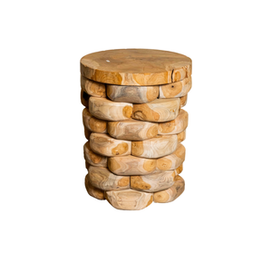 ARTERRA Premium Teak Pebble Stacking <b>Stool</b> Rustic Handcrafted Modern Natural Texture Sturdy Craftsmanship Eco-Friendly Villa - Product Image 1