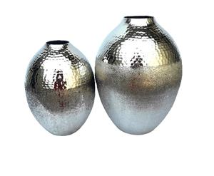 Juego de floreros de aluminio para el hogar y el Hotel, jarrón de plantas decorativo, acabado de plata, diseño moderno, soporte de metal, impresionante, 2 uds. - Product Image 1