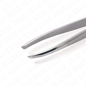 Pince à épiler professionnelle à pointe inclinée avec étui en cuir PU, outil de beauté en acier inoxydable personnalisé, vente en gros OEM - Product Image 3