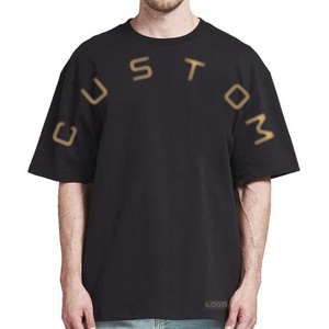 T-shirt Homme en Jersey de Coton Lourd, Vêtement d'Été, Coutures Inversées, Broderie Vieillie, Col Rond, Manches Courtes, Coupe Slim, 300g - Product Image 1