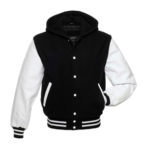 Chaqueta Varsity con Capucha Unisex de Invierno con Parches Bordados Personalizados, Tejido Chenille 100% Lana, Estilo Urbano - Product Image 1