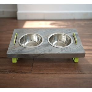 Comederos Elevados para Perros de Acero Inoxidable, Comederos Elevados para Gatos Estilo Mármol con Soporte, Soporte de Lujo para Comederos de Mascotas - Product Image 5