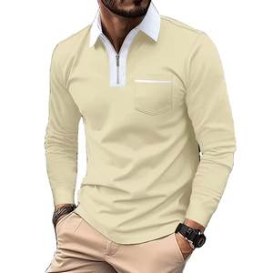 High Quality <b>Polyester</b> Business Men's Polo <b>T</b> <b>Shirt</b> Full Sleeve Designed With Zipper and Pocket with custom Logo Polo <b>Shirts</b> - Product Image 6