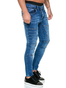 Jeans Ajustados de Algodón de Alta Calidad para Hombre, Diseño Personalizado con Cuatro Bolsillos, Cintura Ajustable, Estilo Hip Hop, Servicio OEM, Logotipo en la Cintura - Product Image 3