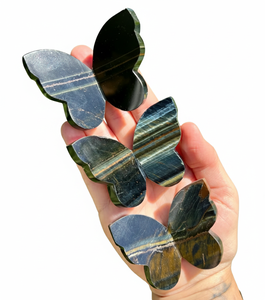 Papillon volant en cristal de haute qualité, œil de tigre bleu, pierre de guérison, ailes sculptées, papillon 3D & décoration intérieure, grossiste - Product Image 3