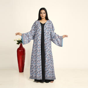 Abaya de Chifón Estampado con Frente Abierto para Mujer, Ropa Islámica Modesta para Oración, Antiarrugas, Transpirable, Tallas Grandes, Largo hasta el Suelo, para Eid - Product Image 1
