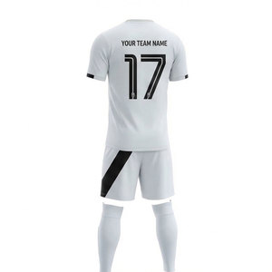 Ensemble de maillots de football personnalisés sublimés pour hommes, blanc et noir avec rayures diagonales, 100% polyester, respirant, manches courtes, uniformes - Product Image 3