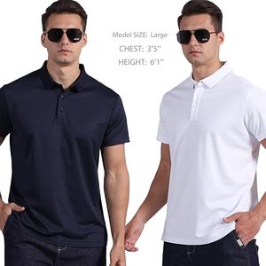 Men's Short Sleeve Polo <b>Shirt</b> Solid Color Knitted Regular Fit Casual Wear Quick Dry <b>100</b>% <b>Polyester</b> - Product Image 2