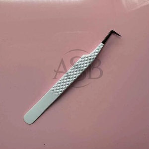Pince à épiler de précision en acier inoxydable avec poignée diamantée, pointe lisse, angle de 90 degrés, outil professionnel pour les cils - Product Image 5