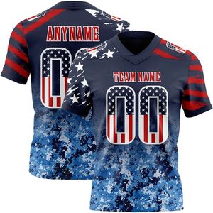 Camiseta de Fútbol Americano Personalizada con Cuello en V, Manga Corta, Impresión de Bandera por Transferencia Térmica, Absorbe la Humedad, Nombre del Equipo en la Parte Delantera, 100% - Product Image 1