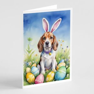 Whimsical A7 Tamaño 5x7 Beagle Easter Egg Hunt Tarjetas de notas en blanco Paquete de 8 con sobres para saludos - Product Image 1