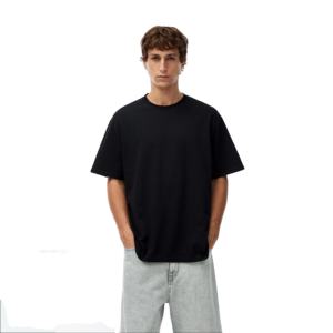 T-shirts noirs pour hommes 100% coton à épaules tombantes, personnalisés avec impression sérigraphique, fabrication en gros, meilleurs t-shirts en coton pour hommes - Product Image 1