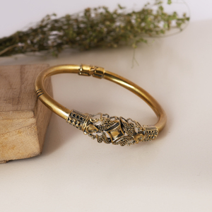 Bracelet vintage en laiton plaqué or antique, bijoux de mode unisexe, cadeau - Product Image 3