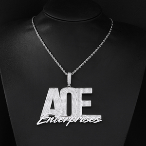 Pendentif AOE Enterprise en Moissanite pour Homme, Argent 925, Personnalisable avec Nom, Collier Hip Hop Iced Out, Bijou Léger et Audacieux - Product Image 5
