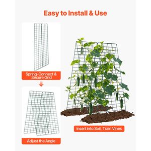 Set di 4 tralicci per cetrioli da giardino, 90 cm, in metallo con rivestimento antiruggine, supporto per piante rampicanti in aiuole rialzate, spessore 5 mm - Product Image 6