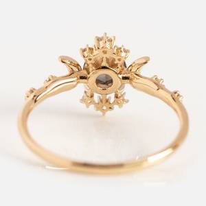 แหวนหมั้นควอตซ์รูทิเลเต็ดสีดำรูปพระจันทร์เสี้ยว เงินแท้ 925 ชุบทอง 14K รับรองโดย IGI ของขวัญเทศกาลสำหรับผู้หญิง - Product Image 3