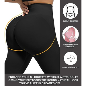 Leggings de sport sans couture pour femmes, taille haute, design froncé, pour la remise en forme, la salle de sport, l'entraînement, la course à pied - Product Image 2