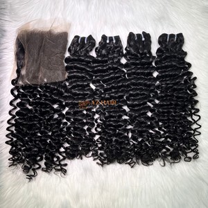 High Quality 100% Raw <b>Hair</b> Bundles Deep Wavy <b>Hair</b> Style Remy Machine Double Weft Human <b>Hair</b> Bundles Direct Wholesale Vendor - Product Image 3