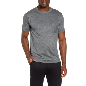 Men's Gray Crew Neck Short Sleeve <b>T</b>-<b>Shirt</b> Breathable Lightweight 220g Solid Color Regular Fit All Seasons Apparel - Product Image 2