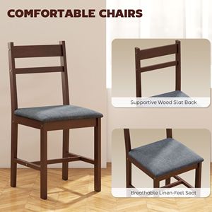 Set da Pranzo in Legno Massello da 5 Pezzi per 4 Persone, Tavolo da Cucina Stile Rustico con Sedie Imbottite, Noce - per Sala da Pranzo - Product Image 6