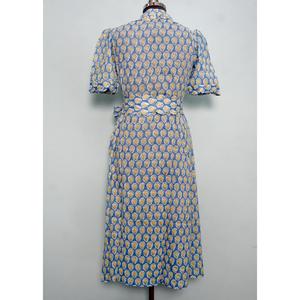 Vestido Maxi de Mujer 100% Algodón, Corte en A, Estampado Floral, Cuello en V, Manga Corta, Estilo Cruzado con Volantes, Suave y Transpirable - Product Image 3