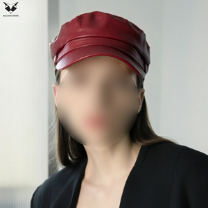 Gorras de Cuero Genuino Rojo, Estilo Vintage, de Alta Calidad, Clásicas, Cómodas, para Otoño/Invierno - Product Image 2