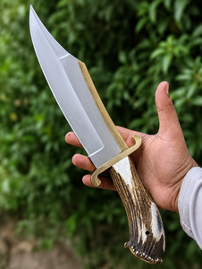 Handmade Damascus Steel Bowie Knife with <b>Leather</b> Sheath Full Tang Custom Hunting Knife Razor Sharp Survival & Camping Blade - Product Image 3