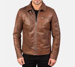 แจ็คเก็ตหนังทรงสลิมแบบยูนิเซ็กซ์ คอตั้ง ปิดด้วยซิป สไตล์ไฮสตรีท อุ่นสบายสำหรับฤดูหนาว รับผลิตแบบ OEM และขายส่ง - Product Image 1