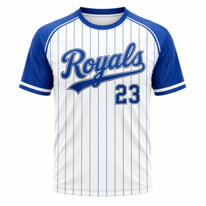 Maillot de baseball Royals 23 bleu et blanc uni à manches courtes col rond unisexe T-shirt sportif respirant séchage rapide tissé été - Product Image 1