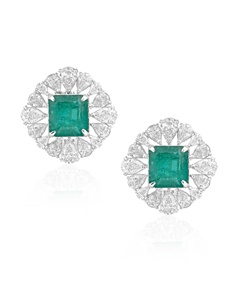 Luxury Green Moissanite Asscher Cut Charm <b>Earrings</b> with Pear Cut <b>Halo</b> 10K 14K 18K Gold Rhodium Plated Wedding Fine Jewelry - Product Image 3