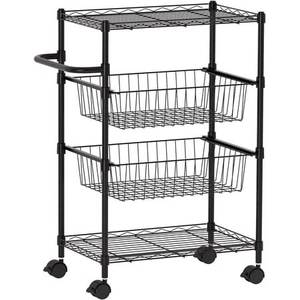 Chariot de cuisine en fer avec panier de rangement et structure métallique robuste pour usage en restaurant - Product Image 1