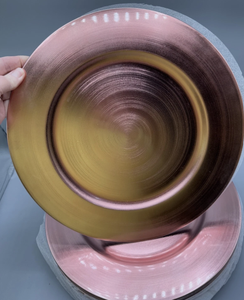 <b>Brushed</b> Copper Metallic Charger <b>Plate</b> Satin Finish Rose Gold Base Service <b>Plate</b> Circular <b>Brushed</b> Copper Dinnerware Underplate - Product Image 5