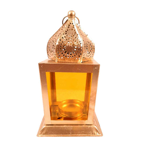 Farol de hierro y vidrio de estilo clásico con una vela de un solo pilar, farol colgante de hierro negro para decoración del hogar, portavelas al mejor precio - Product Image 4