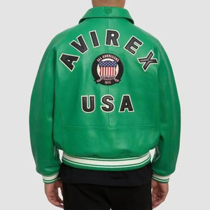 เสื้อแจ็คเก็ตวาร์ซิตี้สีเขียว Avirex สำหรับผู้ชาย ปักลายด้านหน้า ซิปหน้า สวมใส่สบายๆ ในฤดูใบไม้ร่วง - Product Image 2