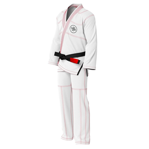White BJJ Gi Uniform 100% Cotton Pearl Weave Breathable Regular Fit Adult Martial Arts Wear <b>Black</b> <b>Belt</b> Included Private Label - Product Image 3