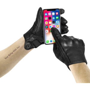 Gants de moto Samroz Sports en cuir véritable, compatibles écran tactile, respirants, écologiques, longueur poignet, doublure polaire douce, toutes saisons - Product Image 3