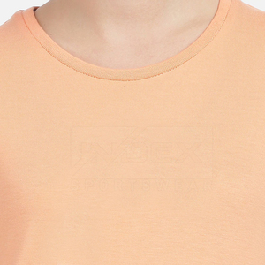 T-shirt à manches courtes pour femme, col rond, orange, séchage rapide, tricoté, sportif, coupe classique, printemps été, 100% polyester - Product Image 6