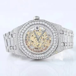 Reloj Clásico con Diamantes Moissanite en Tono Blanco y Amarillo, Totalmente Cubierto de Diamantes, Estilo Hip Hop, Movimiento Automático VVS, Lujoso, para Compromiso o Boda - Product Image 1