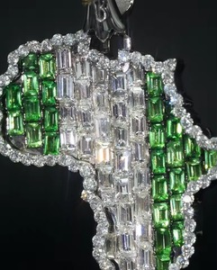 Colgante de Lujo con Figura de Cristo y Mapa de África, Moissanita Corte Baguette, Plata 925, Amuletos Religiosos, Joyería Hip Hop Iced Out - Product Image 6
