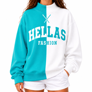 Sudadera de Forro Polar con Cuello Alto para Mujer, Estilo Informal, Transpirable, de Secado Rápido, con Mangas Caídas, Mezcla de Poliéster/Algodón, Marca Hellas Fashion - Product Image 1