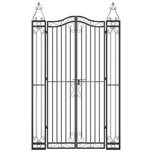 Portail de jardin en fer forgé noir 47,6''x3,1''x78,7'' avec treillis et clôture - Product Image 3