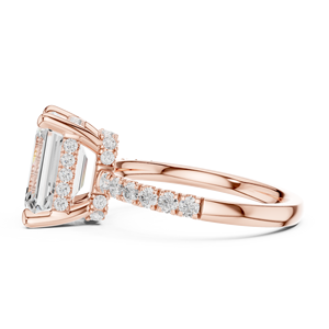 Anillo de Compromiso de Diamantes con Corte Asscher para Mujer en Oro Rosa, Engaste Pavé, Estilo Clásico - Product Image 3