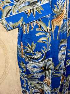 Robe kimono en coton à imprimé animal bleu, élégante et décontractée pour femmes - Product Image 2