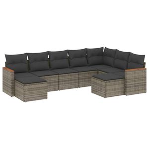 Set Divano da Giardino in Rattan PE Grigio, Mobili da Patio in Acciaio Verniciato a Polvere - Product Image 2