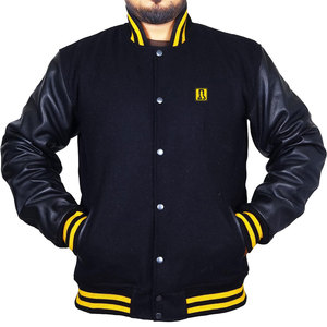 Blouson Letterman Homme en Cuir Véritable avec Manches en Cuir et Corps en Laine – Veste Décontractée Moderne - Product Image 1