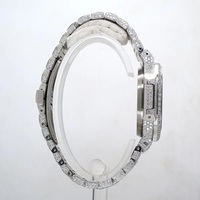 Montre élégante de luxe à mouvement automatique en acier inoxydable avec cadran en cristal, 41 mm, analogique-numérique, style Hip Hop glacé, avec moissanite et pièces de monnaie de collection